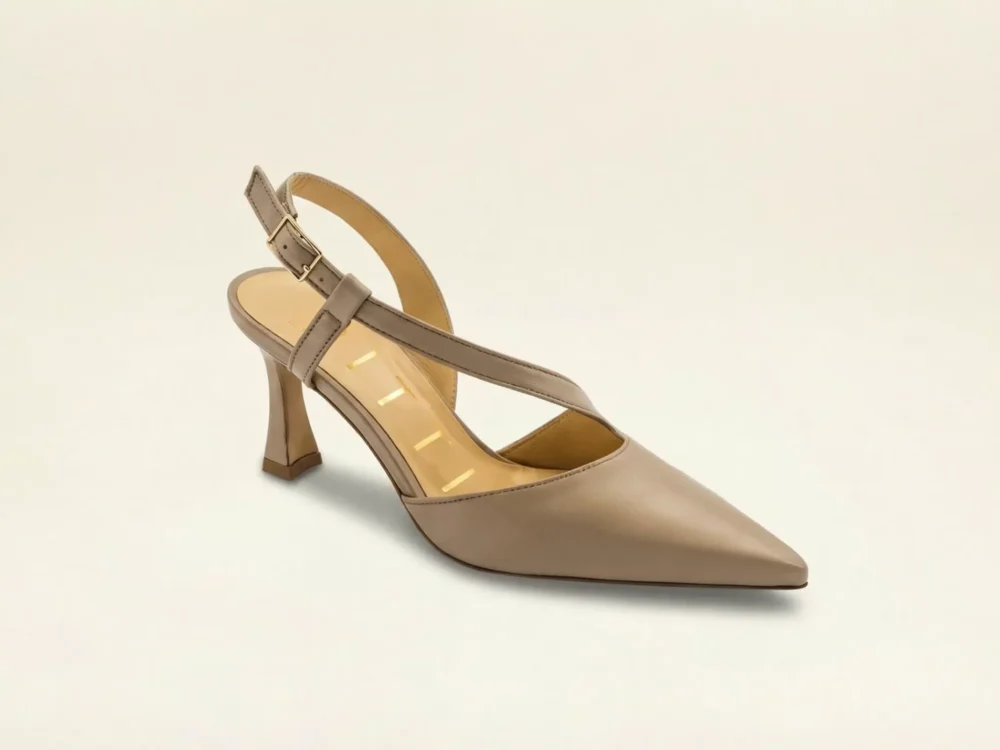 Penny 70 Taupe - Sling Back con fascia collo piede