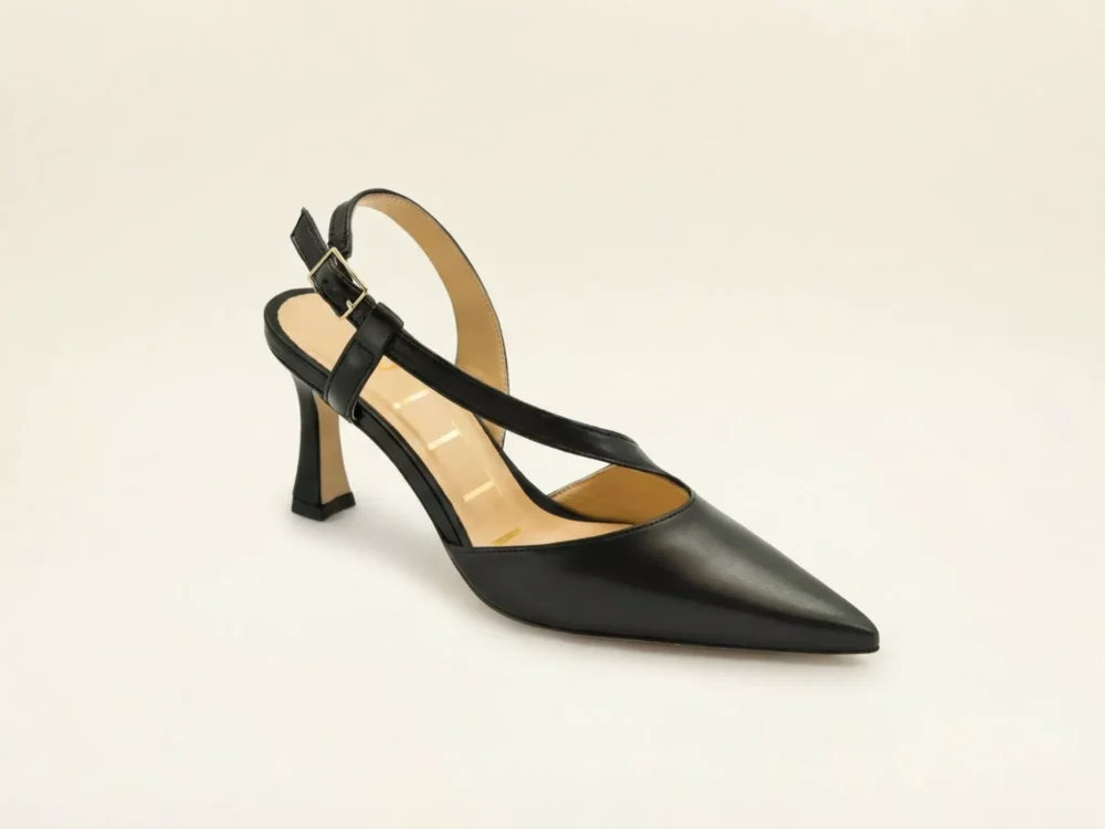 Penny 70 Nero - Sling Back con fascia collo piede